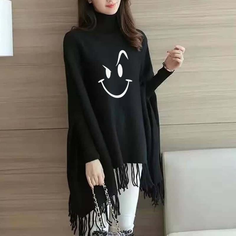 Smile Women's Bat-Wing Style Printed Fleece Poncho