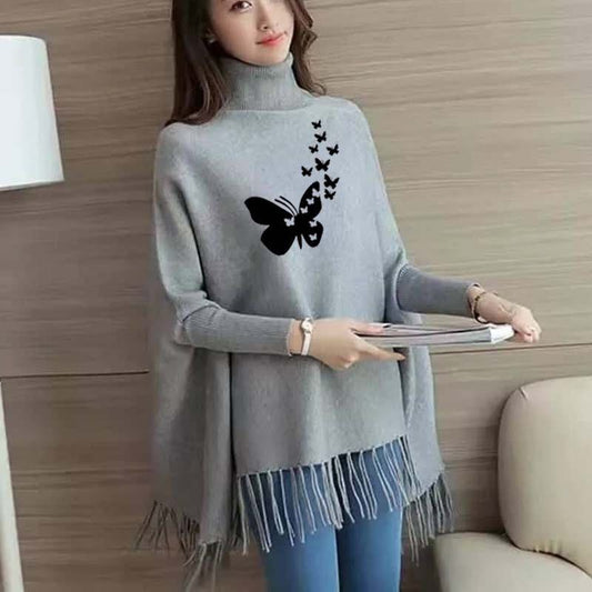 Heart Butterfying Women's Bat-Wing Style Printed Fleece Poncho
