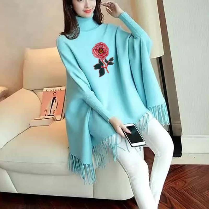 Embroidery Bunch Women's Bat-Wing Style Winter Poncho