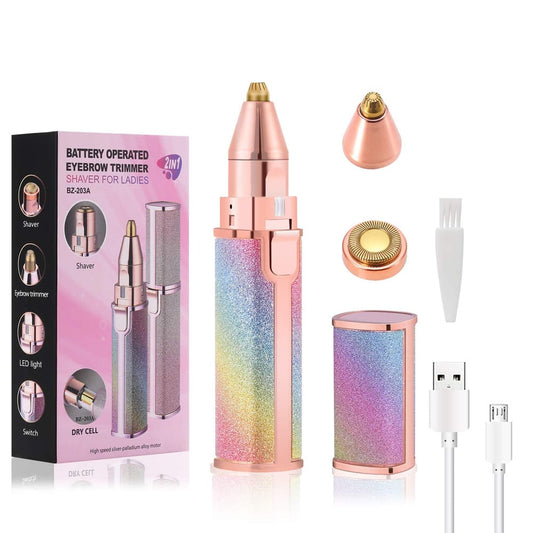 2 IN 1 RECHARGEABLE TRIMMER EYEBROW AND FACE HAIR REMOVAL