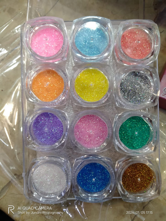 12 SHADES RAINBOW GILITER POWDER PACK