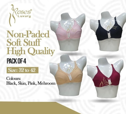 PACK OF 4 Non Paded Soft Stuff High Quality BRAS