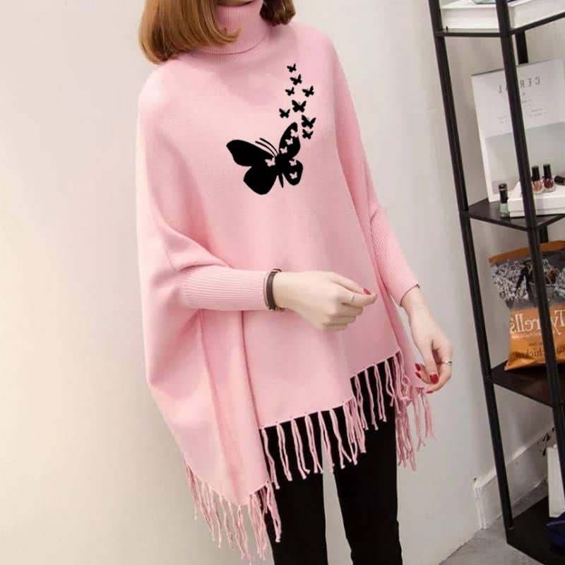 Heart Butterfying Women's Bat-Wing Style Printed Fleece Poncho