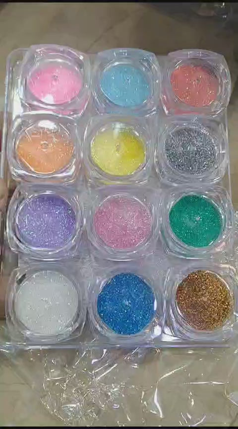 12 SHADES RAINBOW GILITER POWDER PACK